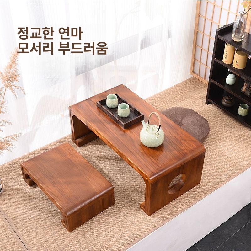 원목 티테이블 북유럽식 낮은 좌탁 라운드 커피테이블 심플 모던 거실 협탁 - 상세 이미지 3