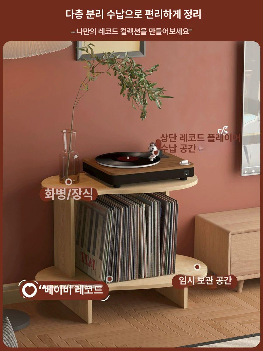 턴테이블 수납장 원목 디스크 보관함 비닐 레코드판 정리 선반 우드 스타일 전시장식 - 상세 이미지 5