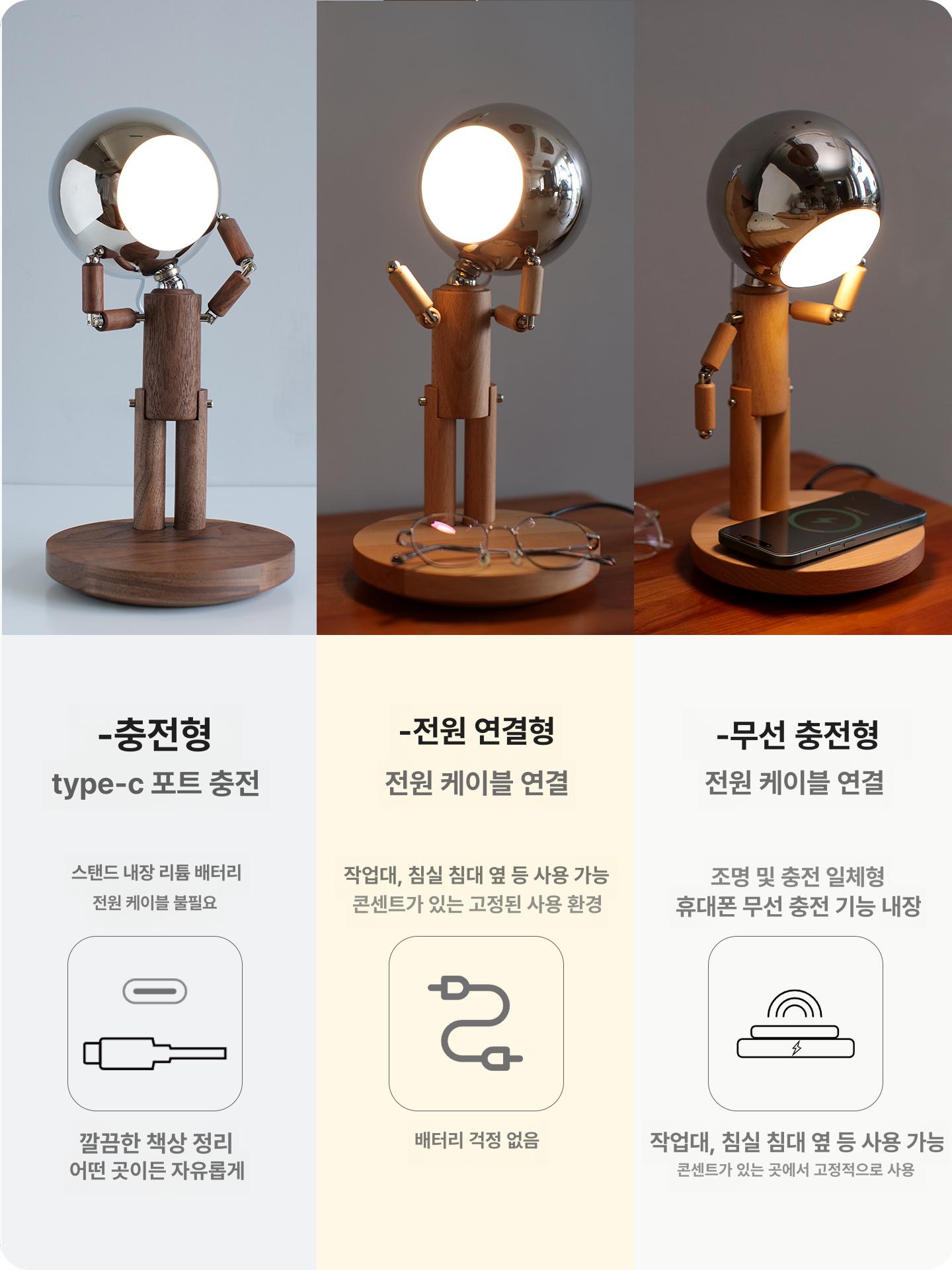 우주인 모양 관절 무드등 침실 따뜻한 불빛 수면등 감성 인테리어 조명 선물 - 상세 이미지 5