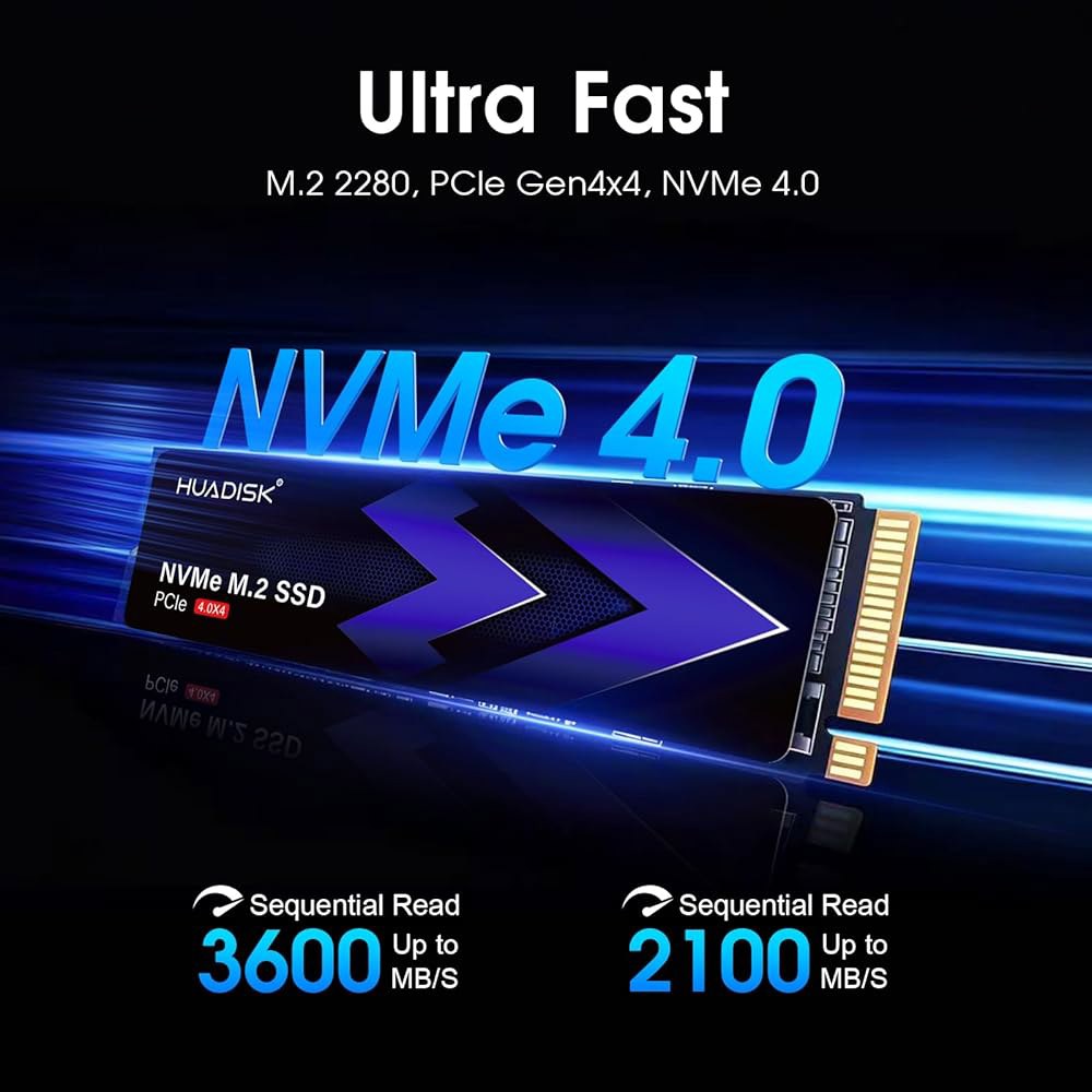 HUADISK 256GB M.2 NVMe SSD Gen4 PCIe, 최대 3600MB/s M.2 2280 PCIe 4.0X4 SSD(히트싱크, 게이밍 내장 솔리드 스테이트 드라이브 - 상세 이미지 2