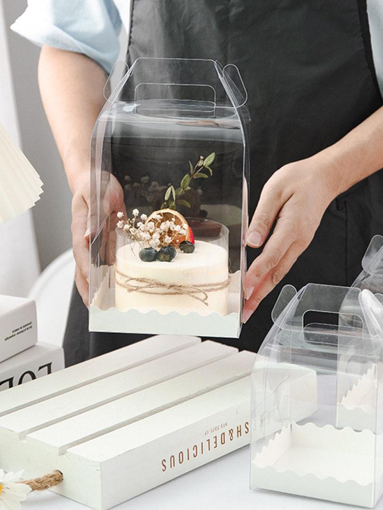 마이크로 케이크 상자 미니 포장 케이스 원형 한입 용기 휴대용 일회용 - 상품 이미지