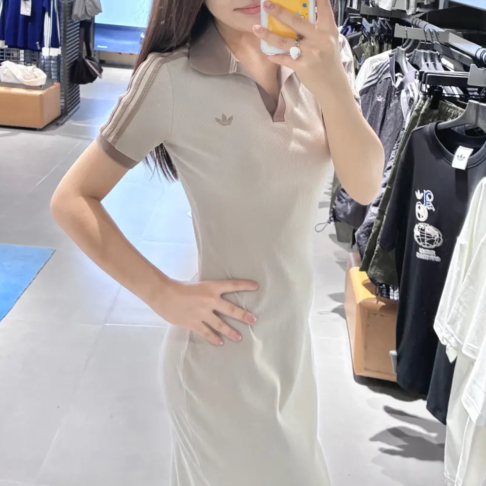 아디다스 오리지널 3S 폴로 카라 롱 원피스 브라운 KY5699 - 상세 이미지 5