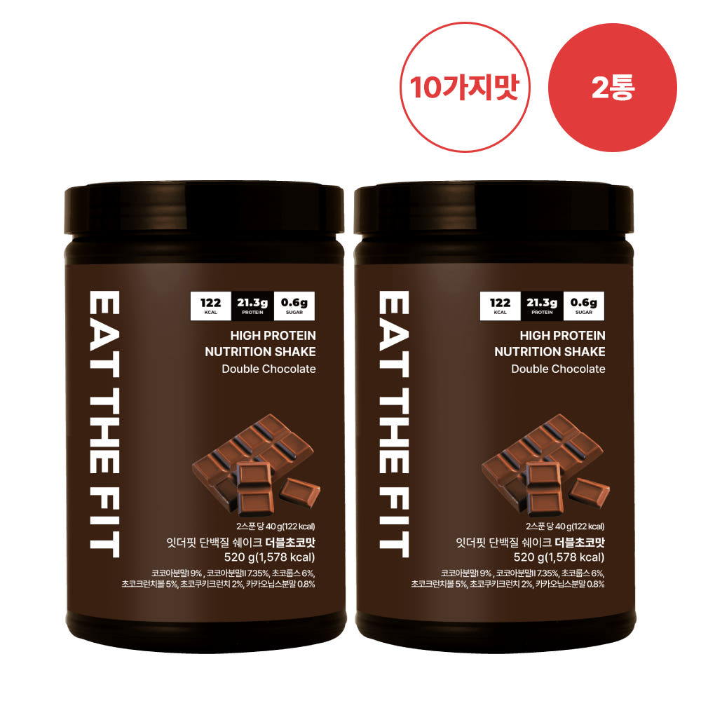 EAT THE FIT 잇더핏 단백질 쉐이크 더블초코맛 520g 2통