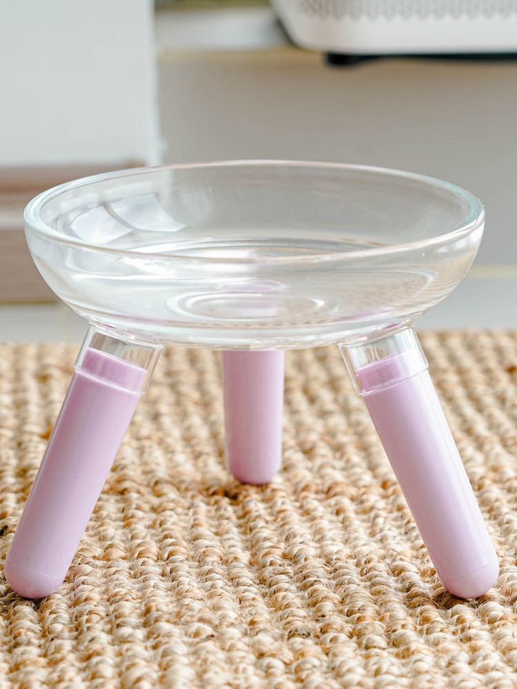 고양이 수반 소형 식기 밥그릇 강아지 물그릇 유리 그릇과 매트 반려동물 애견 - 상세 이미지 4