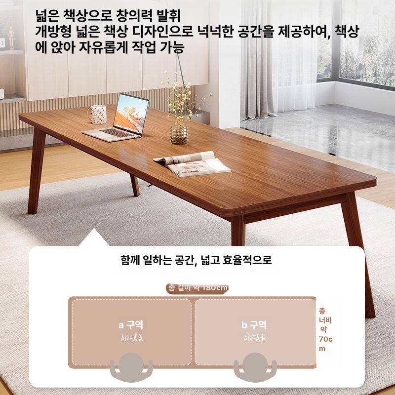 원목 컴퓨터 책상 넓은 작업대 거실 침실 학생 사무용 심플 디자인 데스크 - 상세 이미지 3