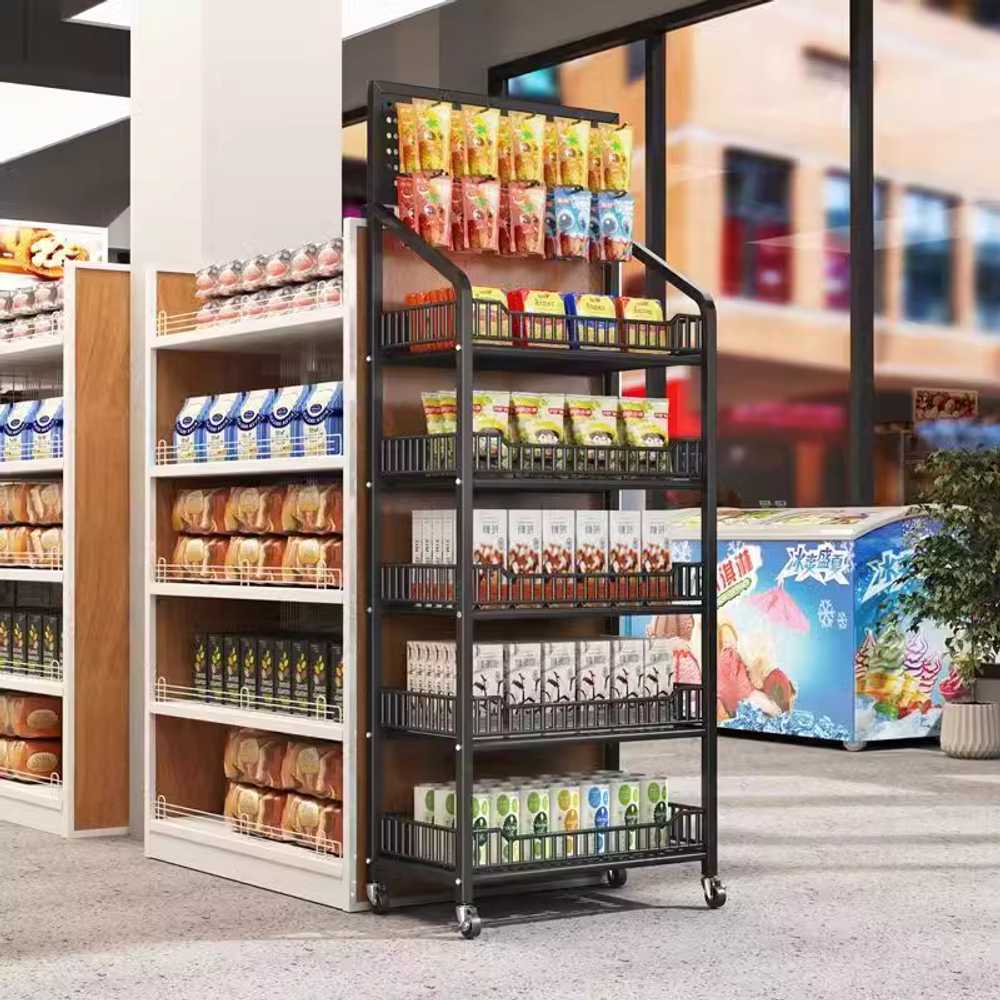 편의점 진열대 이동식 슈퍼마켓 과자 간식 매대 선반 3단 50cm - 상세 이미지 4