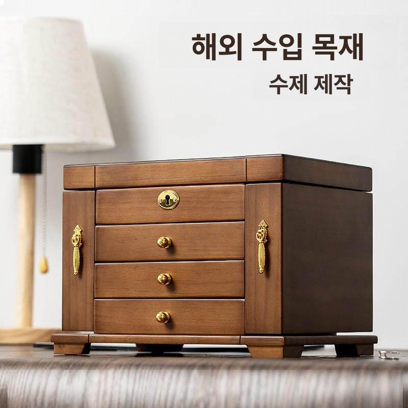 원목 보석함 주얼리박스 빈티지 상자 다층 악세사리보관함 원목보석함 악세사리 디자인 나무 - 상세 이미지 3
