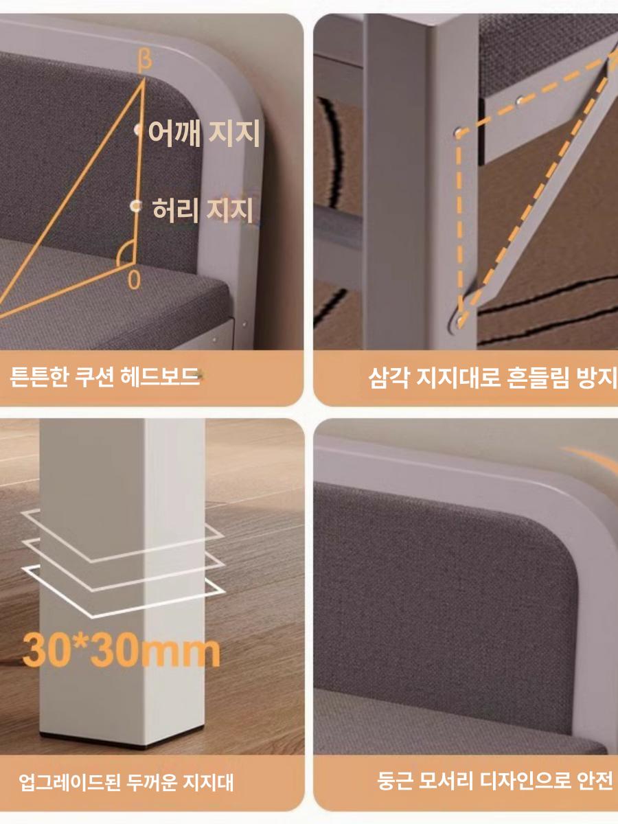 심플 접이식침대 1인용 간이침대 낮잠 접히는 베드 캠핑 싱글 매트리스 소파 원관침대 - 상세 이미지 2