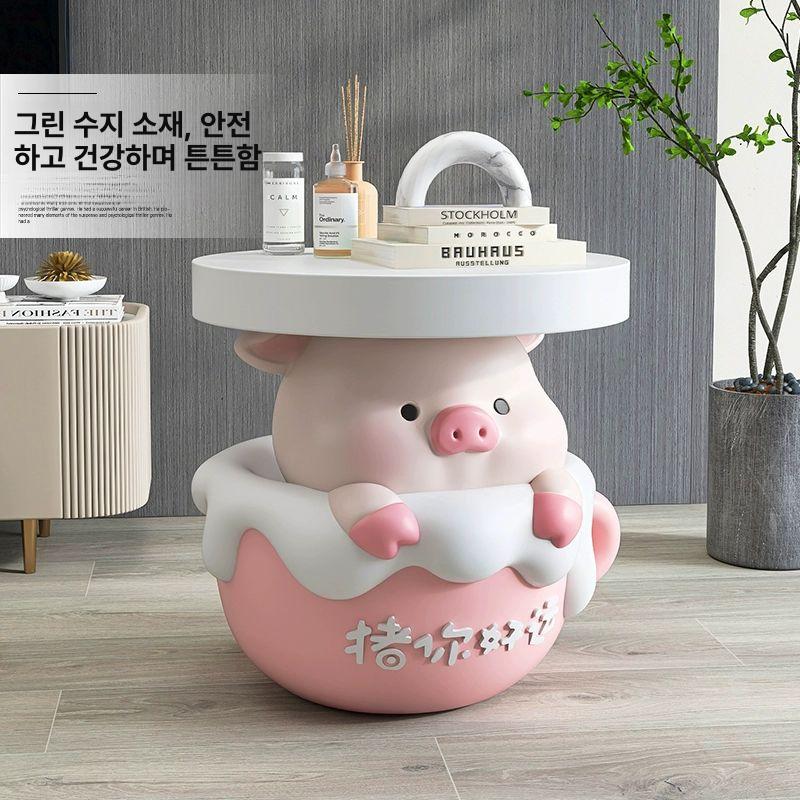귀여운 캐릭터협탁 돼지 선반 캐릭터테이블 인테리어 집들이 소품 탁자 콘솔 모던 - 상세 이미지 4