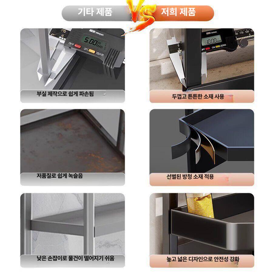 주방코너장 모서리 틈새장 선반 보관대 삼각코너 부엌 침실 수납 거실장 - 상세 이미지 4