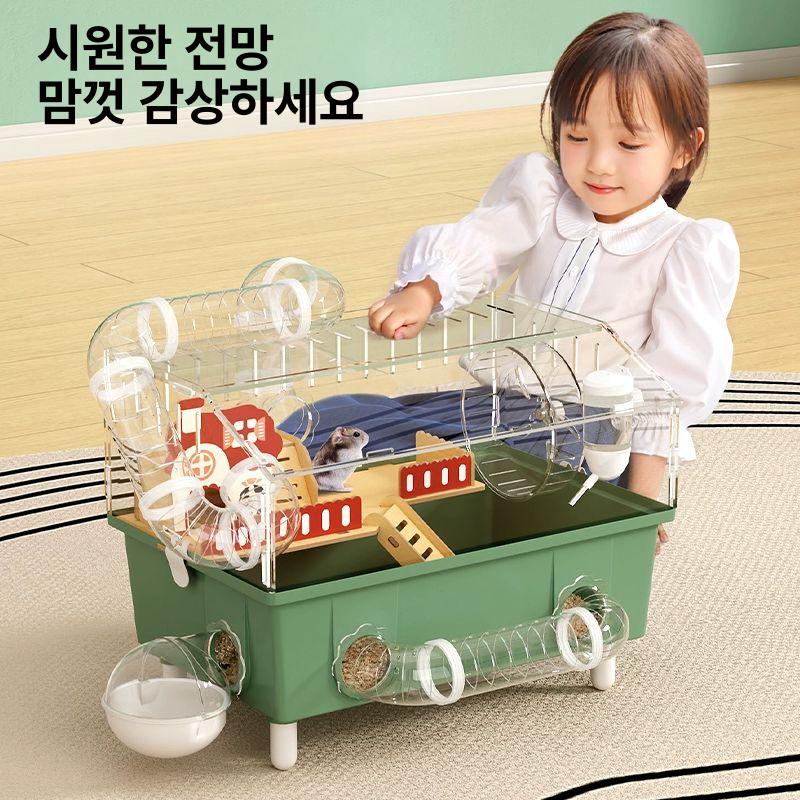 소형동물 투명 사육장 햄스터 고슴도치 기니피그 놀이터 집 케이지 용품 세트 - 상세 이미지 5