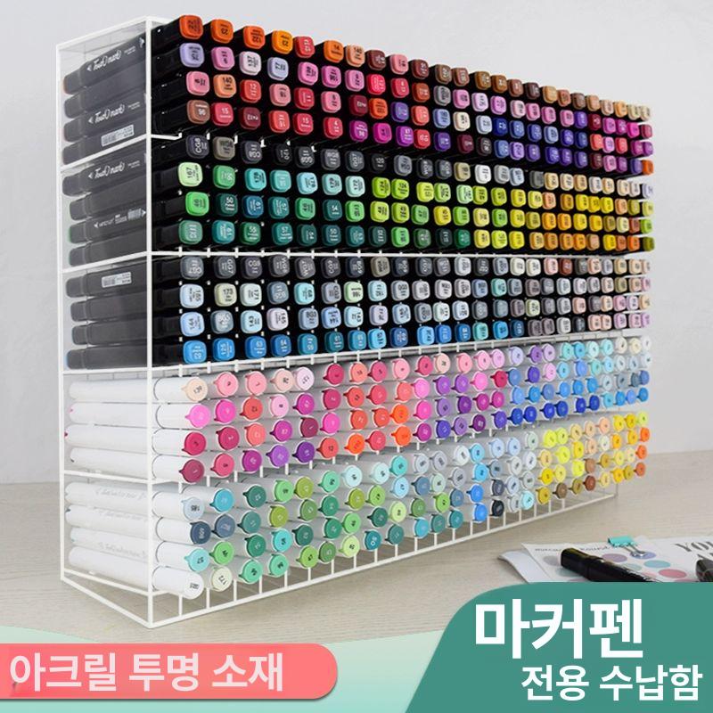 펜꽂이 대용량 투명 아크릴 마카펜 정리함 책상 스탠드 필기구 보관 진열대 - 상세 이미지 2