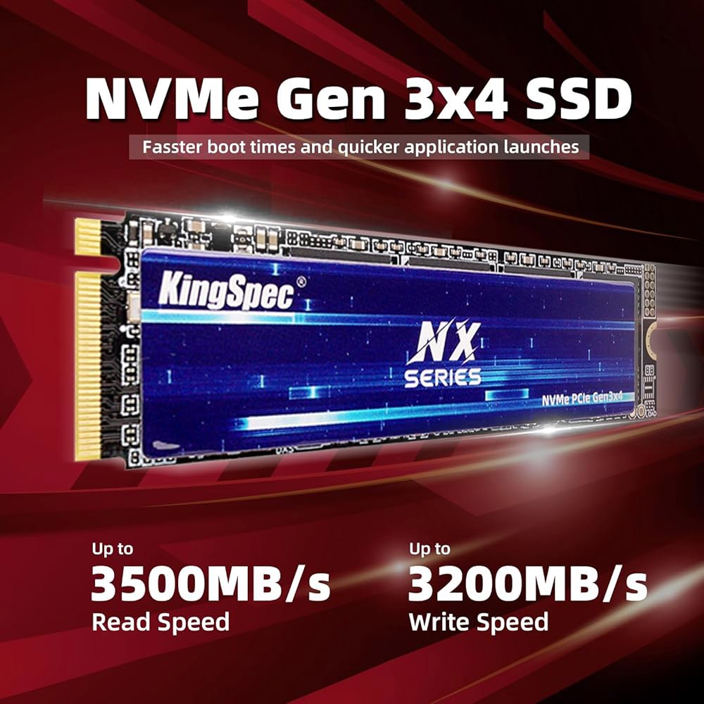 KingSpec NX 시리즈 512GB Gen3x4 NVMe M.2 SSD, 최대 3500MB/s, 3D NAND 플래시 M2 2280 내장 솔리드 스테이트 드라이브, 데스크탑 - 상세 이미지 2