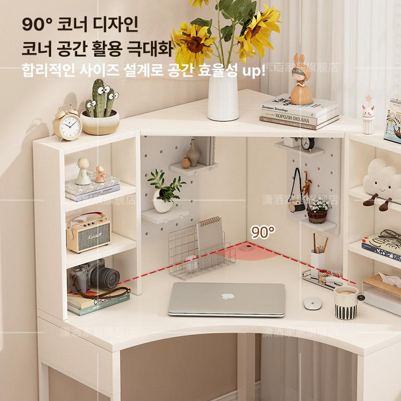 모서리 삼각형 책상 호두색 우드 슬림 미니 벽면 코너 컴퓨터 작업 - 상세 이미지 3