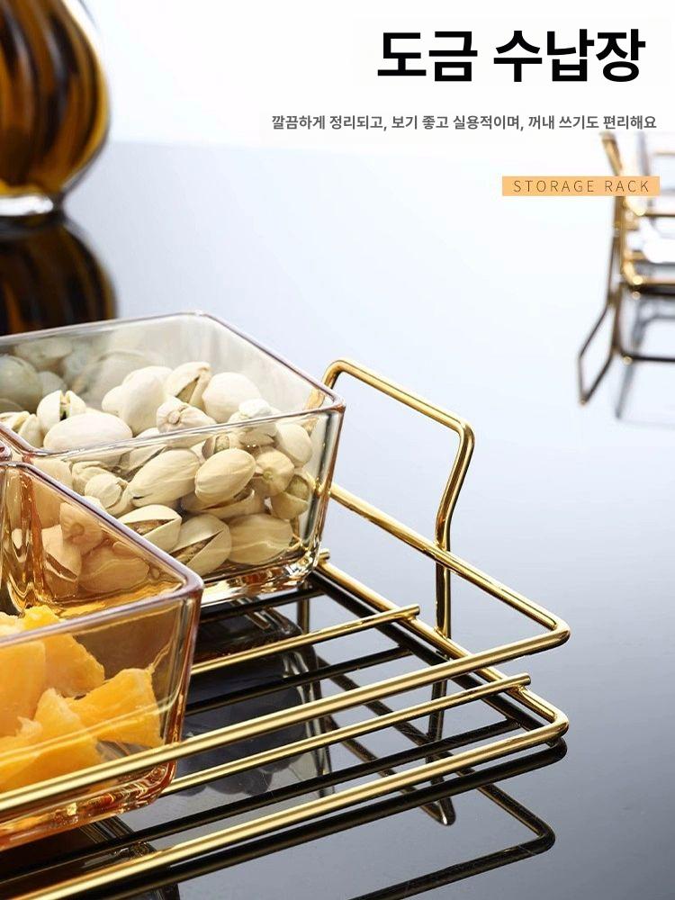 럭셔리 나눔접시 철프레임 칸막이 반찬 그릇 거실용 사각 파티션 그리드 엔틱 다구간 - 상세 이미지 4