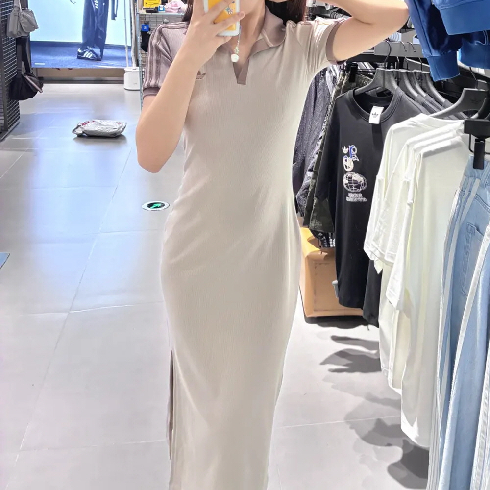 아디다스 오리지널 3S 폴로 카라 롱 원피스 브라운 KY5699 이미지 7