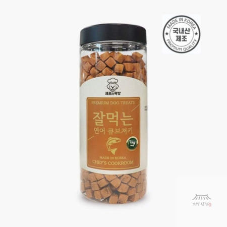 우노구나 [셰프의쿡방] 잘먹는 연어 큐브져키-1kg-국내산 통간식 강아지져키 반려견간식