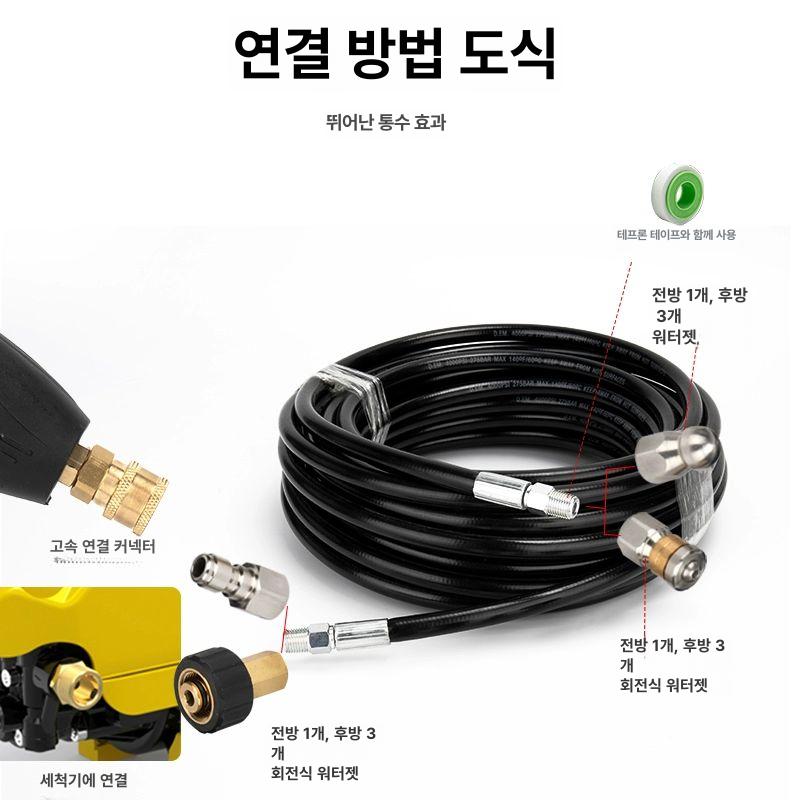 호스 파이프클리닝 하수구 배관청소 분사기 고압세척기부품 와이어 도구 부속품 - 상세 이미지 4