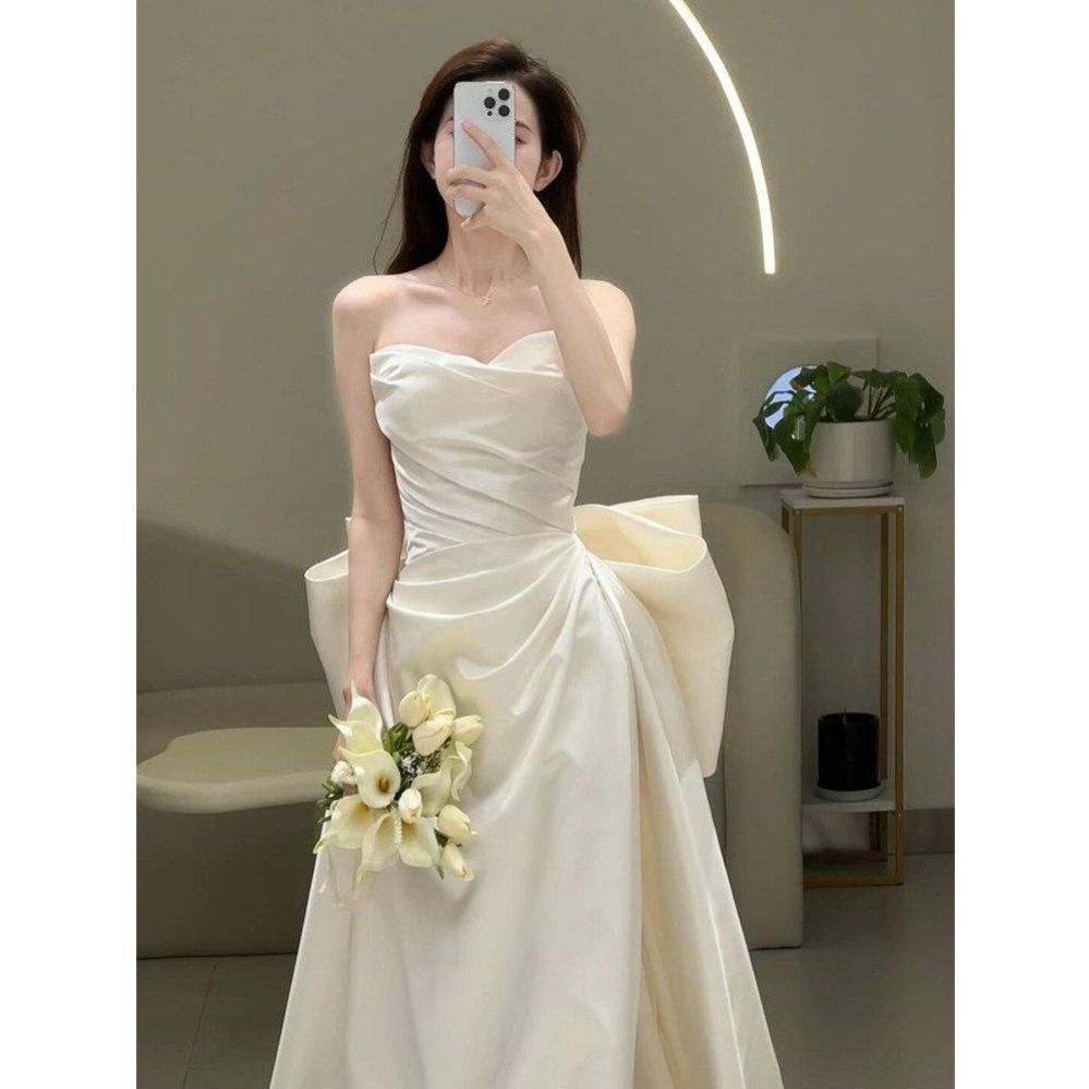 셀프웨딩촬영 피로연 오프숄더 브라이덜샤워 타프타 돌잔치 연주회 스냅촬영 파티소품 파티 소품 - 상품 이미지