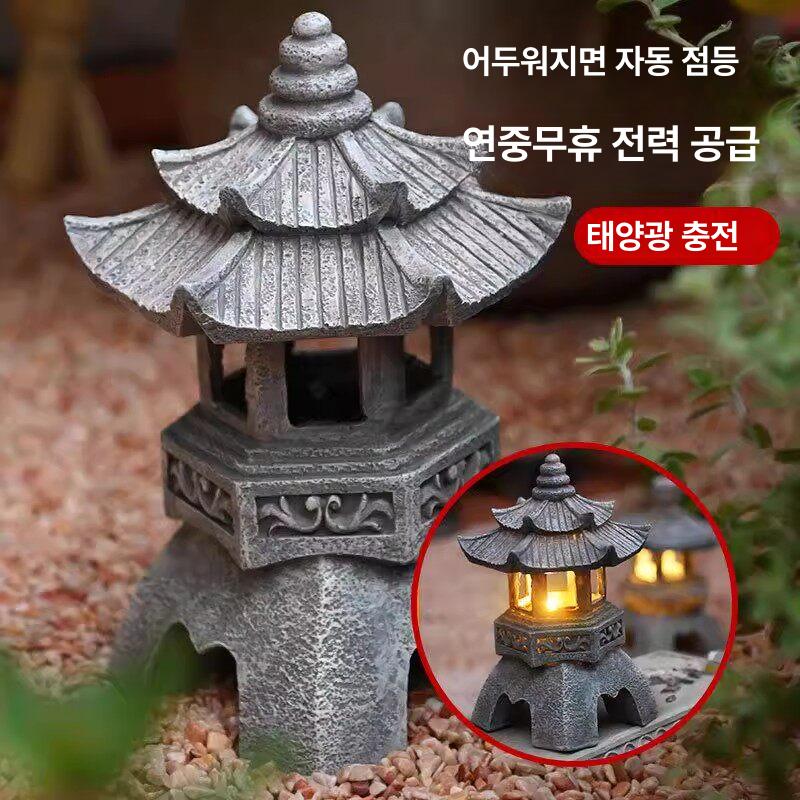정원 석등 조경용 석탑 모형 사각 육각형 화단장식 마당꾸미기 정원석 가든조각 - 상세 이미지 2