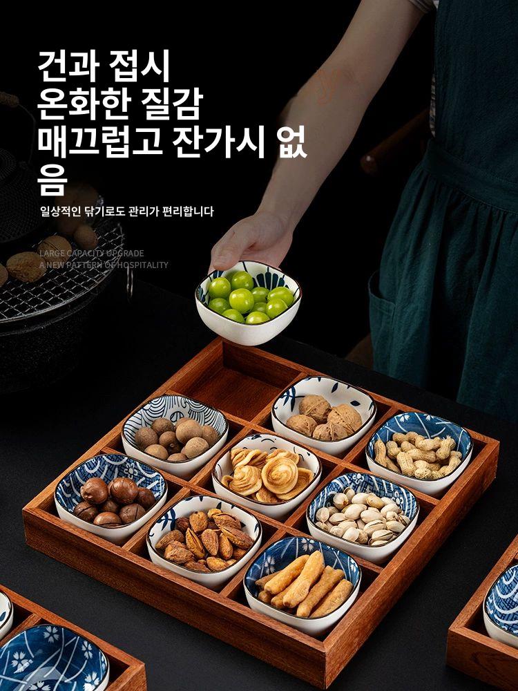트레이 참치회플레이트 일식 우드 사시미 나무그릇 회접시 원목 칸막이 격자 쟁반 - 상세 이미지 2