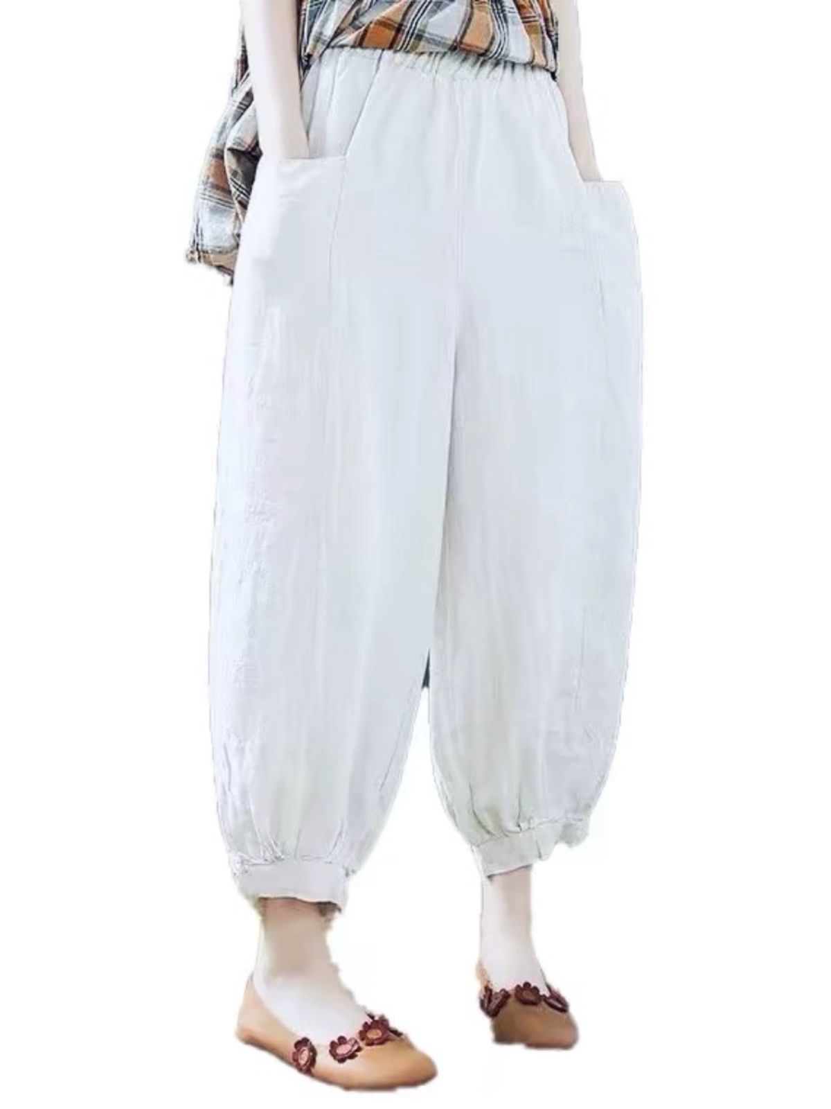 여름 생활한복바지 개량 팬츠 절바지 허리 여성 봄가을 파티컬러 저고리 하의 밴딩 - 상세 이미지 2