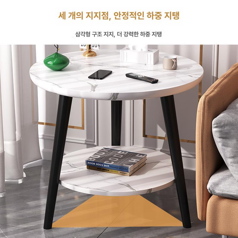 원형 사이드테이블 2단 협탁 베란다 거실용 소파 옆탁자 침실 현관 책상 스탠드 - 상세 이미지 2