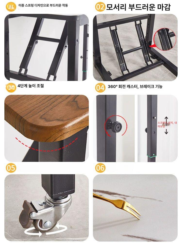 접이식 테이블 바퀴달린 책상 간이 이동식 폴딩 탁자 원룸 활용 사이드 - 상세 이미지 5