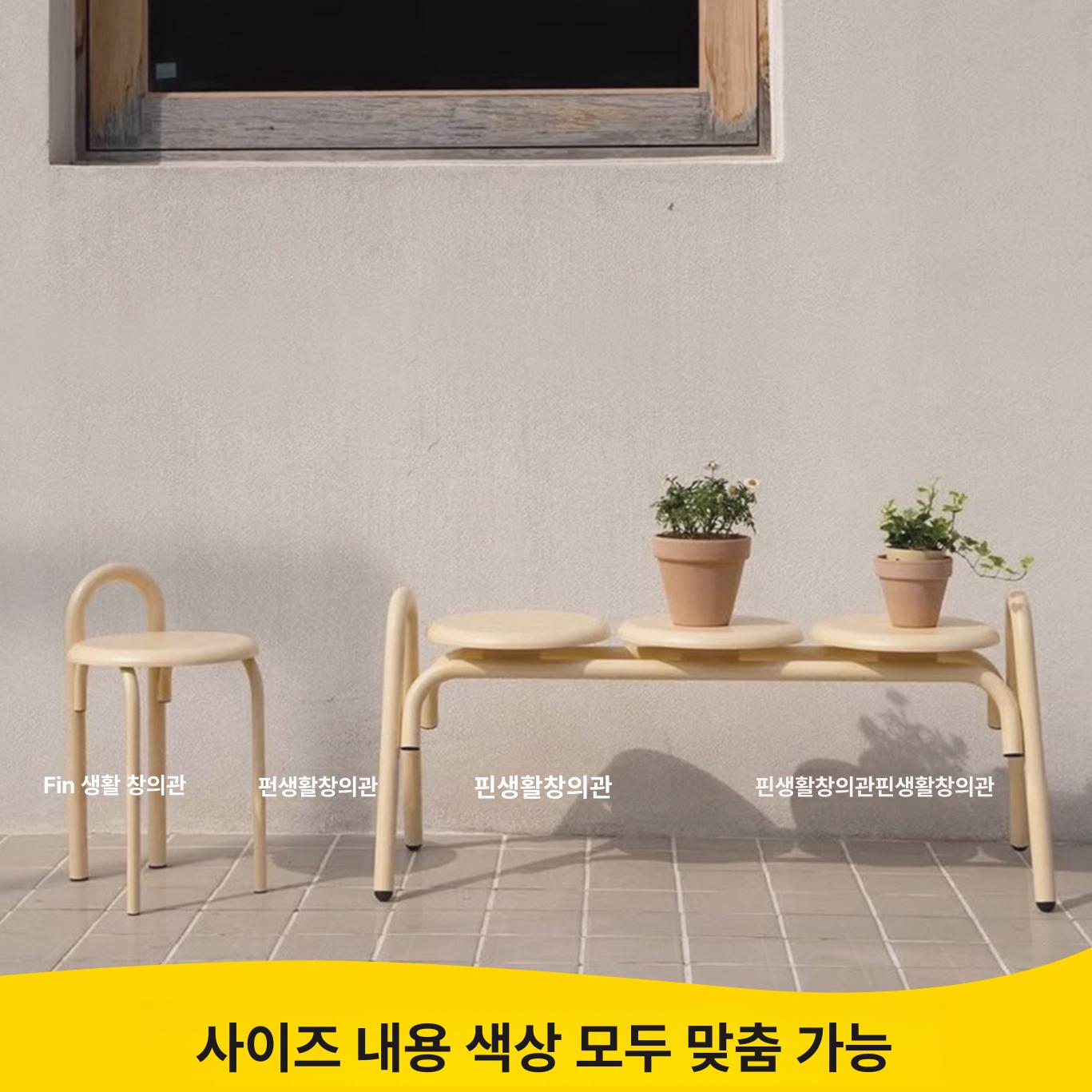 원형벤치 야외철제의자 카페공원 대기석 라운지 휴게실 정원 테라스 3인용 벤치세트 - 상세 이미지 3