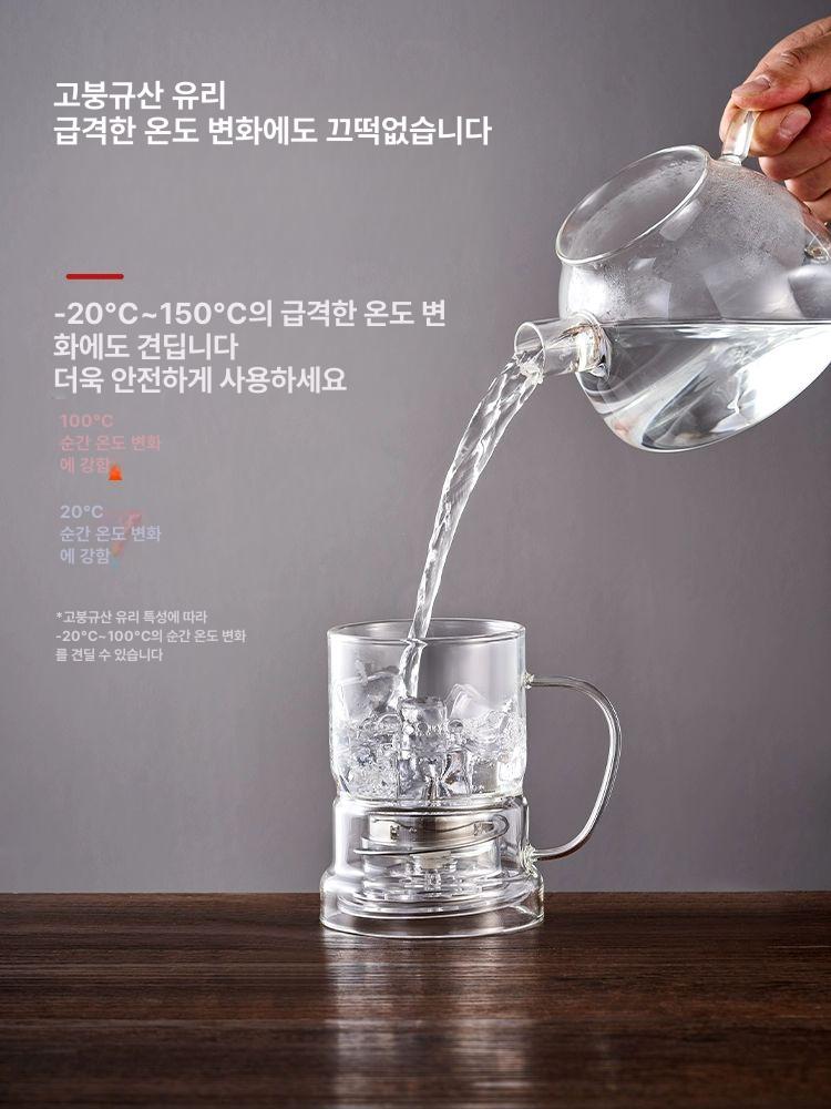 유리 차주전자 내열 티팟 양조기 가정용 주방용품 투명 핸드드립 찻잔세트 - 상세 이미지 4