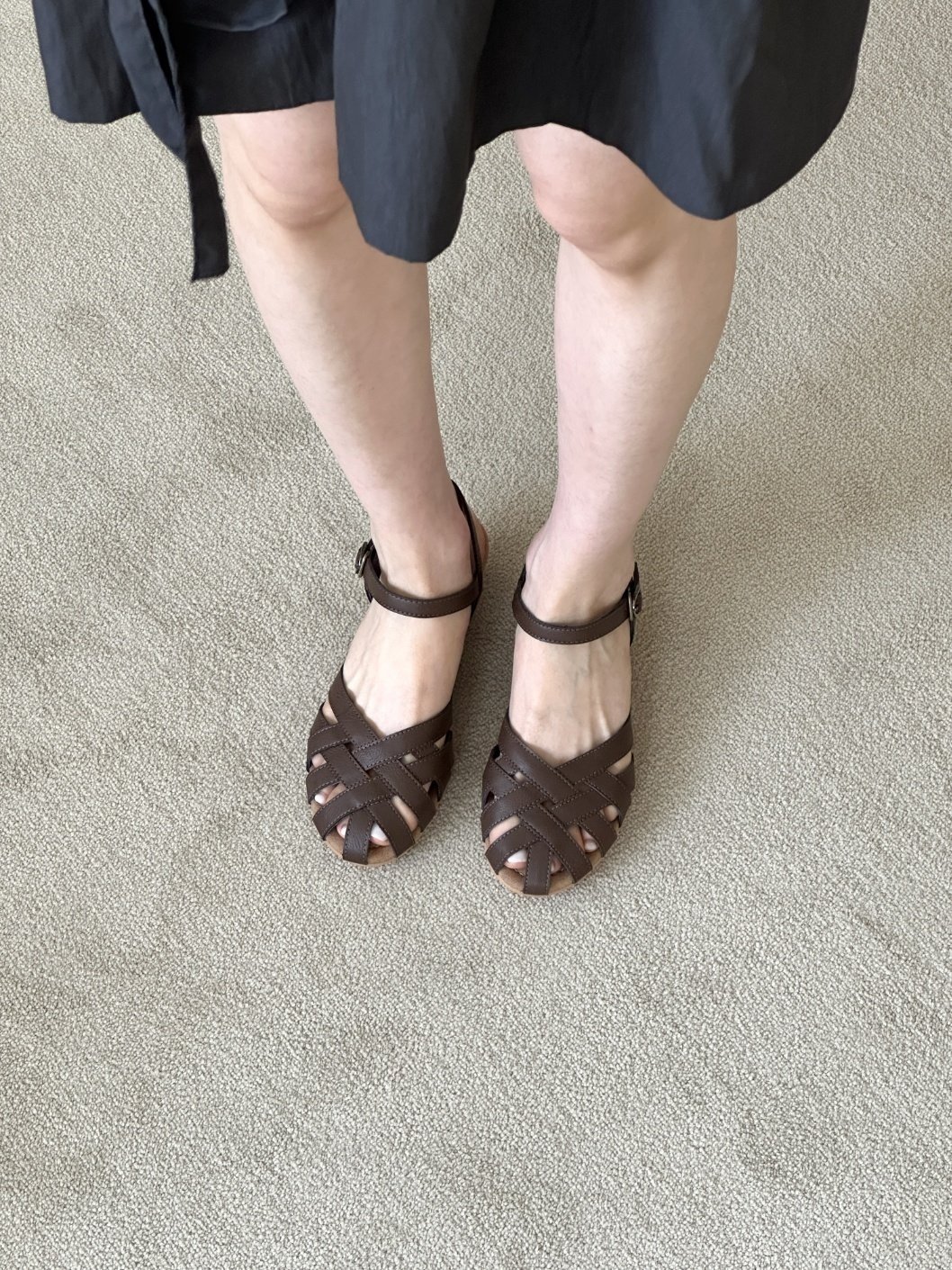 둥근코 위빙 짜임 웨지힐 여름 여성 발목 스트랩 샌들 5cm 이미지 6