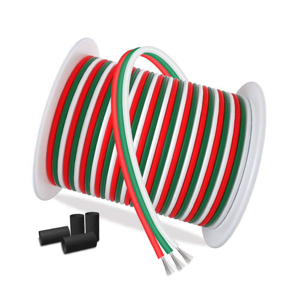AOTOINK 100피트 연장 케이블 3핀 와이어 코드 30M 22AWG 연결 전기 3컬러 스트론디드 틴드 구리 WS2812B WS2811 드림 RGB 컬러 3528 5050, - 상품 이미지