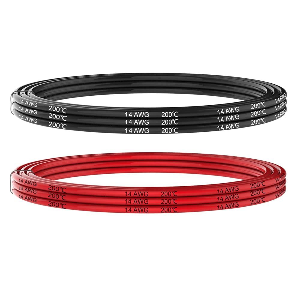 전선 14 AWG 게이지 실리콘 연결 케이블 20피트 [블랙 10피트, 레드 10피트] 부드럽고 유연한 400줄 0.08mm 주석 구리선 고온 저항 - 상세 이미지 2