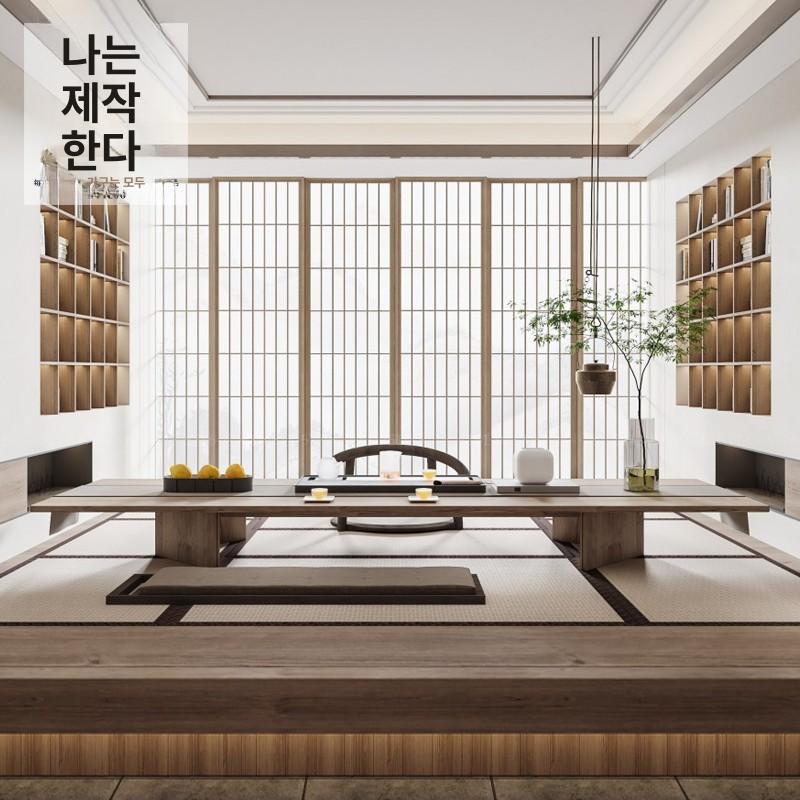 원목 좌식 다도상 접이식 테이블 일본식 다다미 거실 좌탁 카페용 찻상 - 상세 이미지 3