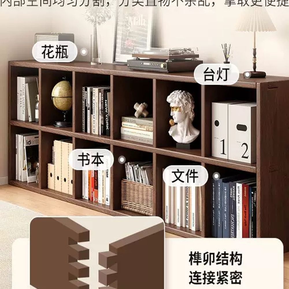 엔틱 거실책장 수납함 낮은책장 서재 고급 격자형 호두 원목책장 매거진랙 캐비닛 - 상세 이미지 3