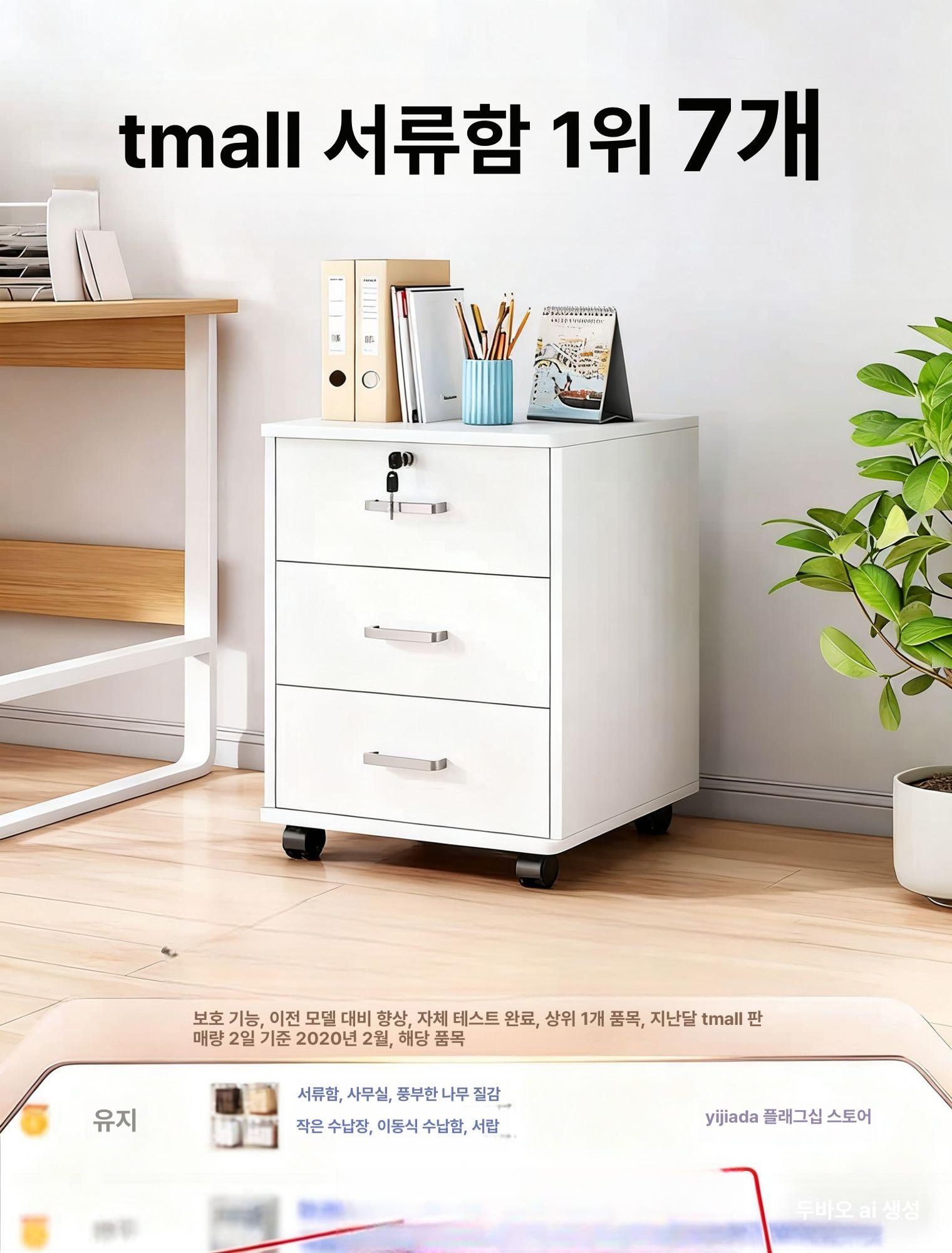 미니 서랍장 책상밑 틈새수납 슬라이딩 수납 틈새공간 사무실 정리 다용도 서랍 서랍함 - 상세 이미지 2