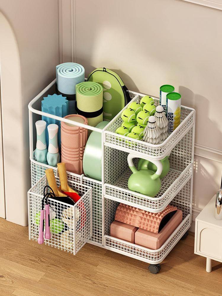 요가매트 트롤리 보관 폼롤러 이동식 선반 운동기구 정리대 홈트 정리함 용품 요가 보관함 - 상세 이미지 3