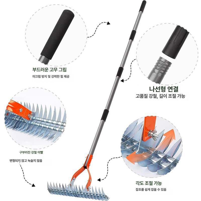 잔디 갈고리 호미 제거기 갈퀴 낙엽갈퀴 도잡초 텃밭 관리 괭이 갈쿠리 - 상세 이미지 3