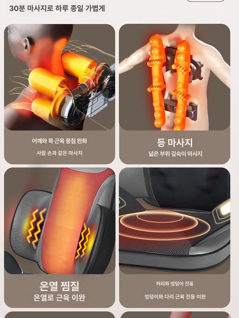 의자형마사지기 안마시트 전신 목어깨 허리 등 경추 지압 상체 의자형안마기 - 상세 이미지 2