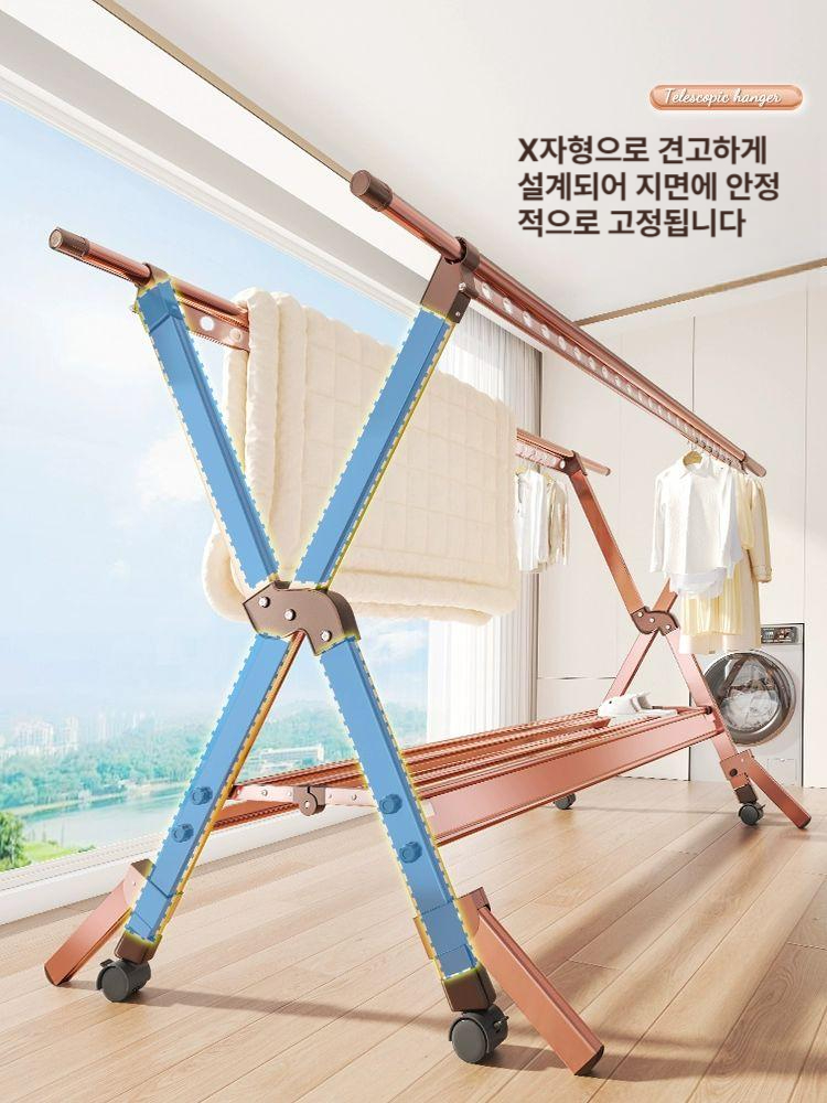 야외 튼튼한빨래건조대 테라스 발코니 공간절약 창틀 확장형 바퀴 전원주택 - 상세 이미지 4