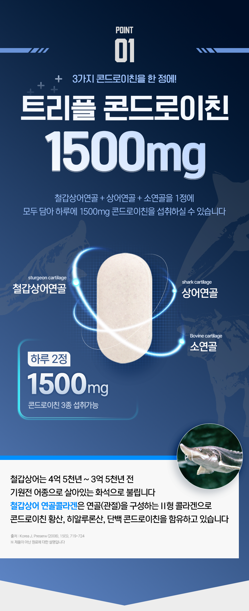 프리미엄 고함량, 저분자 철갑상어 콘드로이친 1500 MBP C6S 6형 식약청인정 60정, 12개 - 상세 이미지 3