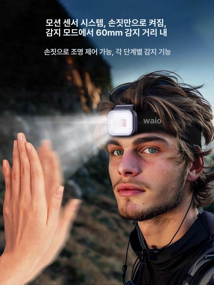 헤드램프 led랜턴 COB라이트 캠핑 손전등 조명 야외 등산 강력한 충전 낚시용 휴대용 - 상세 이미지 2
