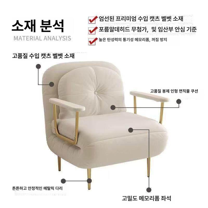 원룸 접이식소파베드 거실 매트리스 좌식 패브릭 확장형 소파침대 겸용 침대소파 - 상세 이미지 2