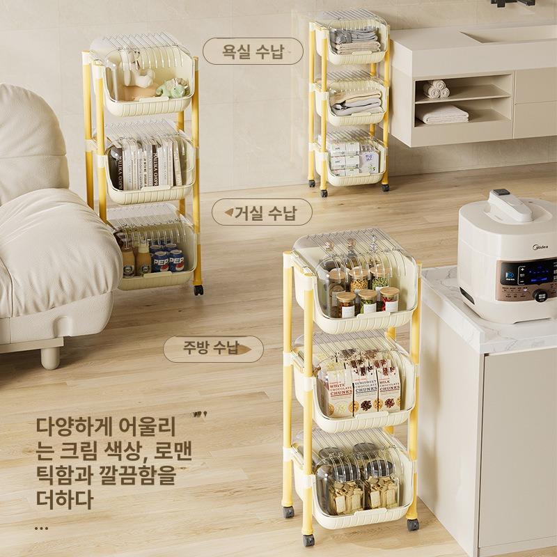 투명뚜껑 트롤리 커버형 이동식 수납 정리함 선반 바퀴달린서랍 보관함 소품 인테리어 - 상세 이미지 3