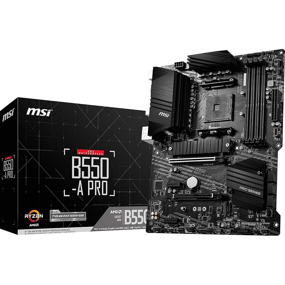MSI B550-A 프로 프로시리즈 마더보드AMD AM4 3.2 SATA 2 DDR4 PCIe M.2 ATX USB 4.0 Gen HDMI/DP 6Gb/s - 상품 이미지