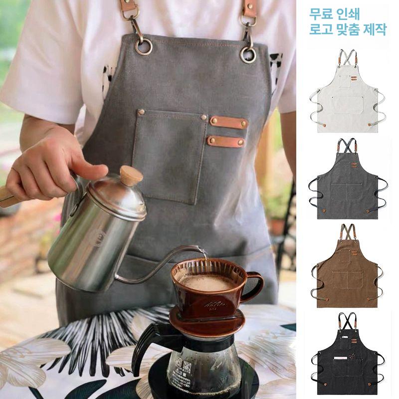작업용 데님앞치마 겨울 캔버스 목공앞치마 청앞치마 공방 미술 바리스타앞치마 - 상세 이미지 3
