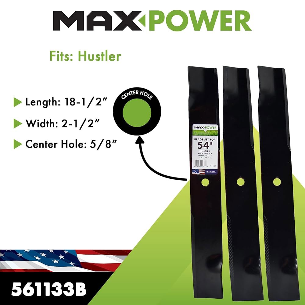 Maxpower 561133B 3 세트 54인치. OEM #의 601124, 797696, 스파르탄 438-0001-00을 대체하는 컷 허슬러 모우어스 Outdoor Living - 상세 이미지 2