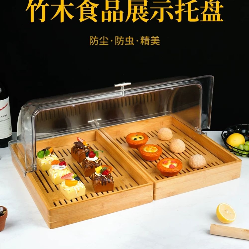 사각돔 카페진열대 나무 베이커리 빵진열트레이 제빵 까페진열대 칸막이 덮개 - 상세 이미지 2