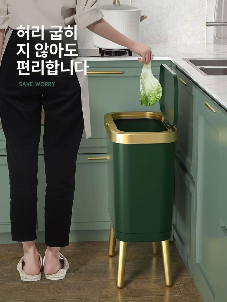 높은 쓰레기통 사각 모던 호텔 다리있는 인테리어 욕실 스윙휴지통 덮개 바퀴달린 - 상세 이미지 2