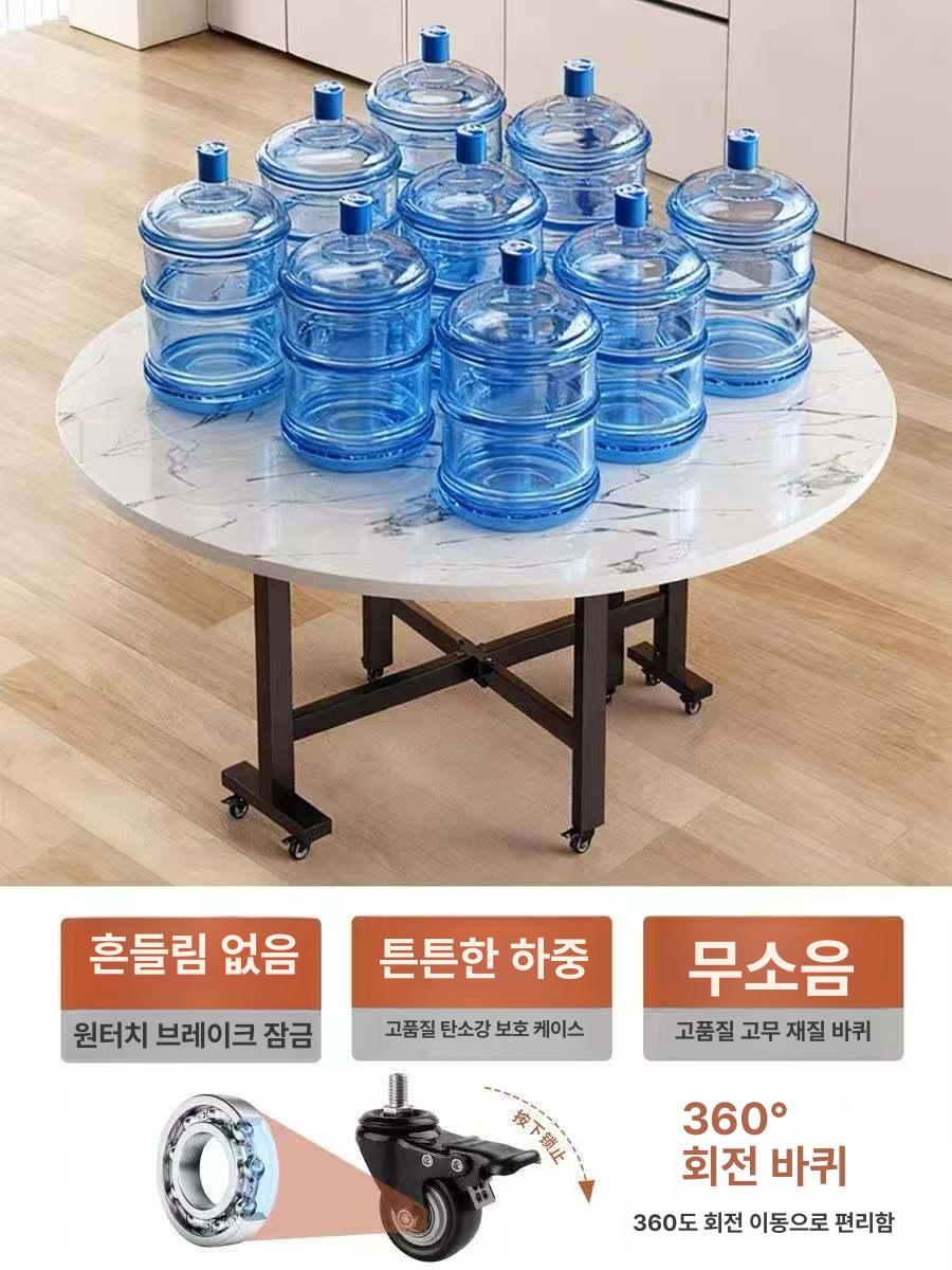 다이닝 접이식식탁테이블 바퀴 상판 원룸 탁자 모던 디자인 간편 반원형 원형테이블 - 상세 이미지 3